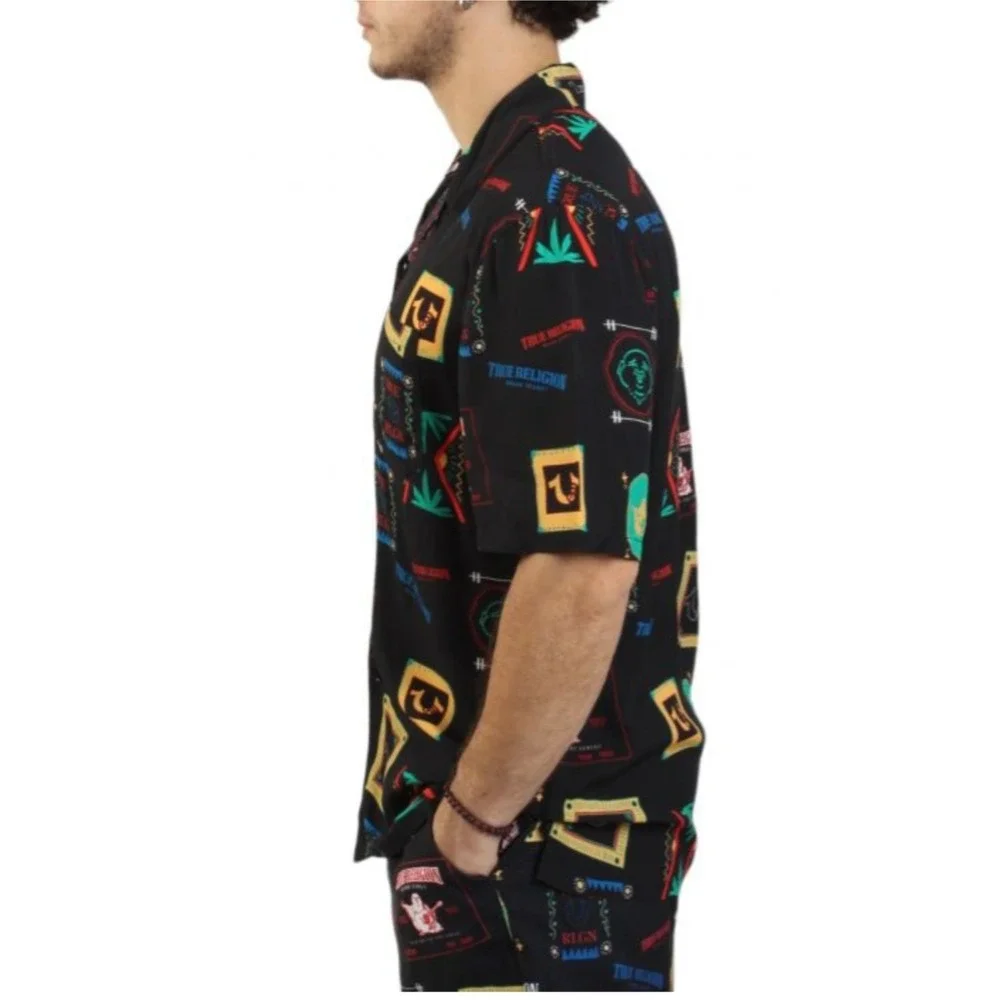 True‎ Religion Shirt Mens S NEW Hawaiian Short Sleeve Button Up Pocket Resort